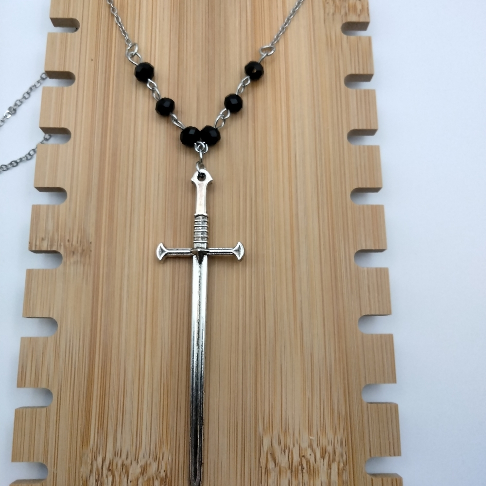Silver Sword and Beads - Necklace